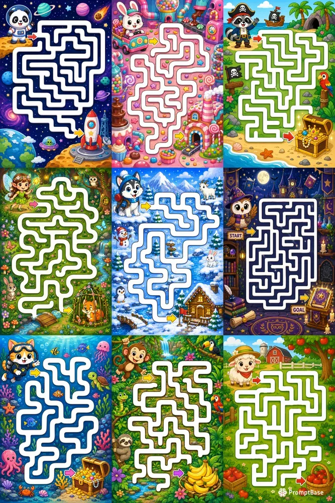Colorful Kids Maze Adventures