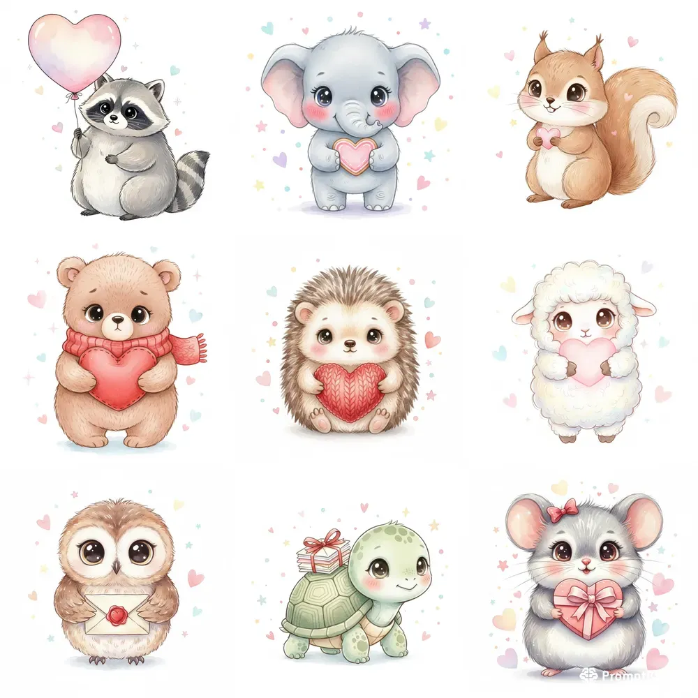Cute Valentine Animal Art