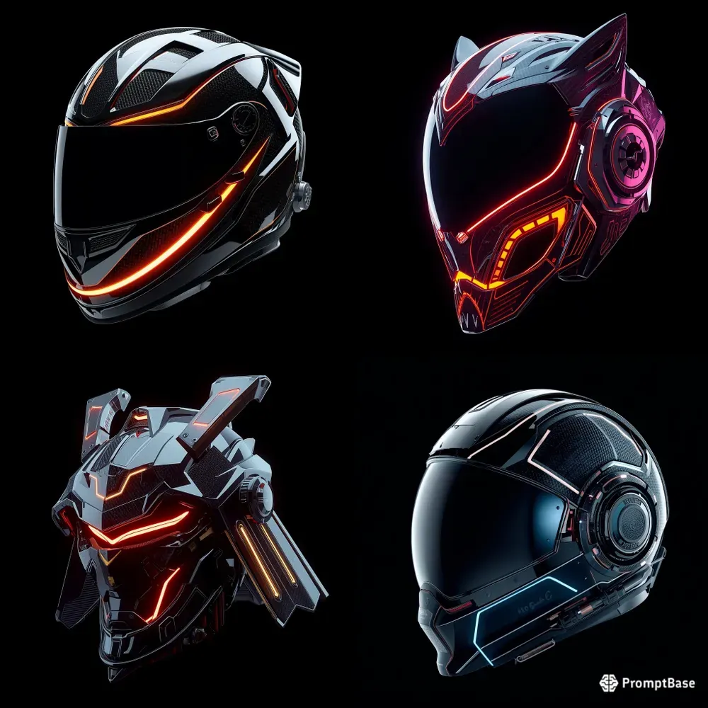 3D Futuristic Cyberpunk Helmets
