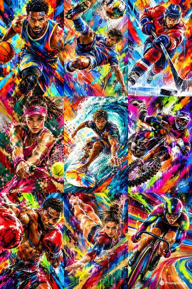 Vibrant Athlete Action Art Collections