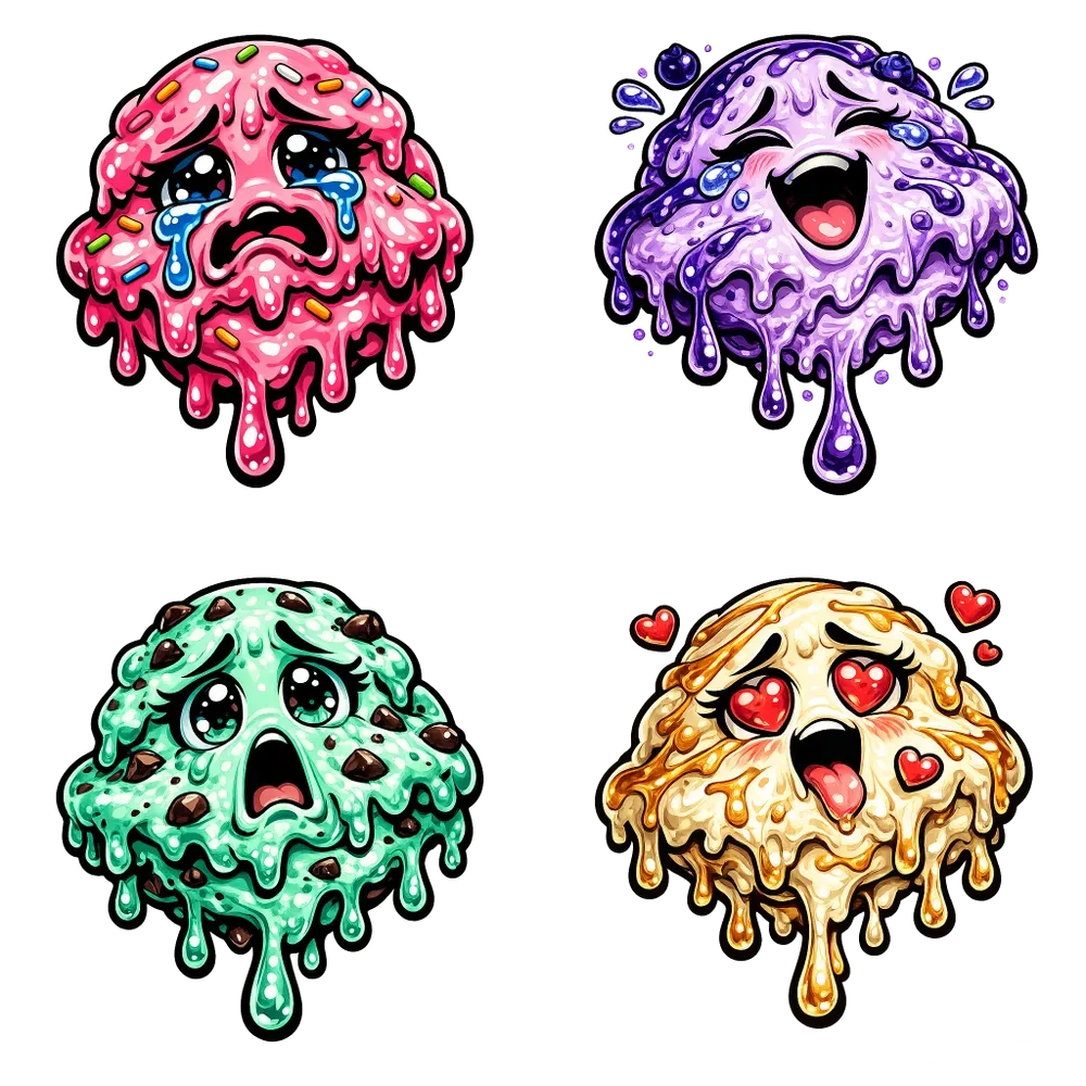 Melting Ice Cream Sticker Asset Pngs