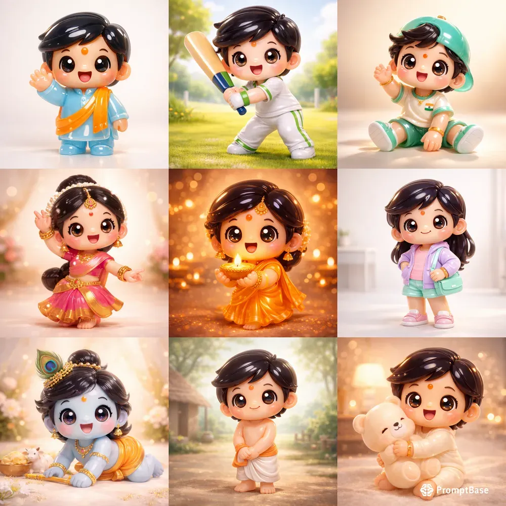 Cute Jelly Indian 3D Cartoon Figures