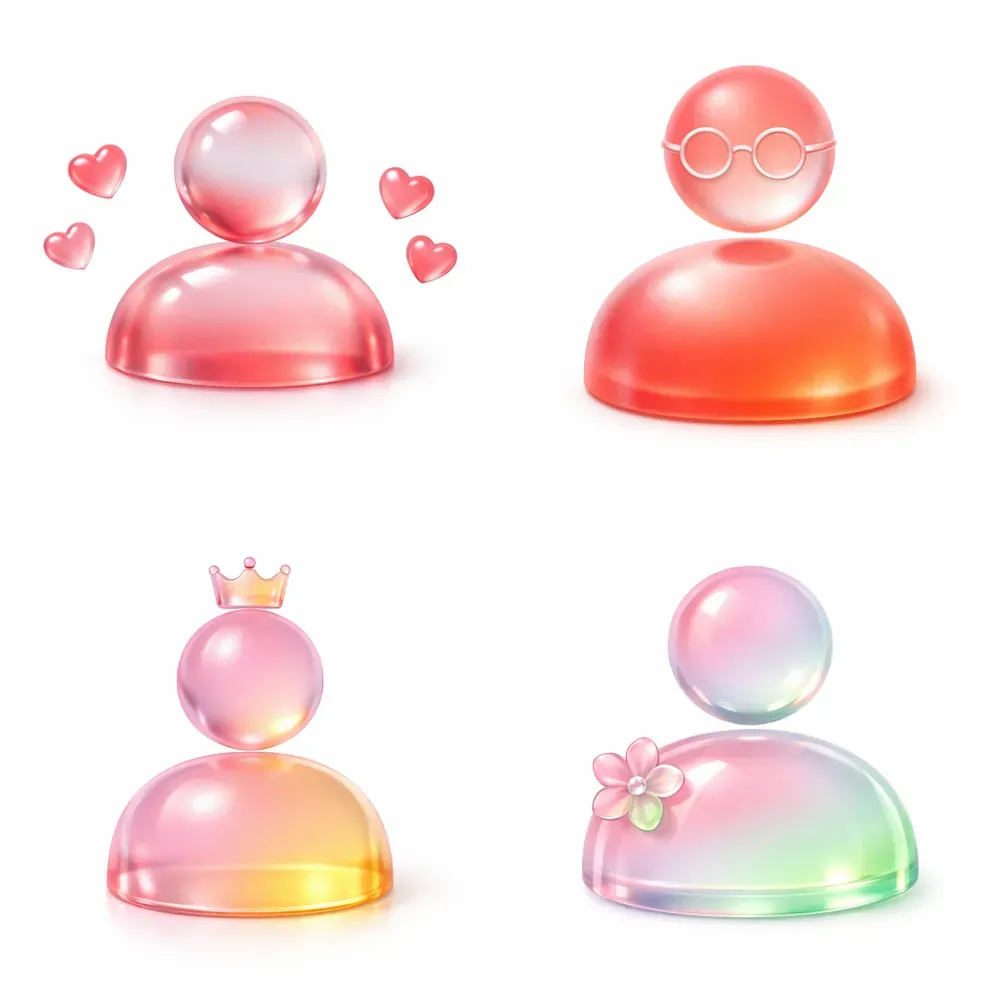 Glass Pictogram Avatar Icons