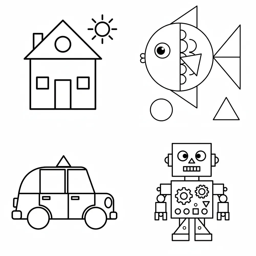 Color By Shape Pages For Kids