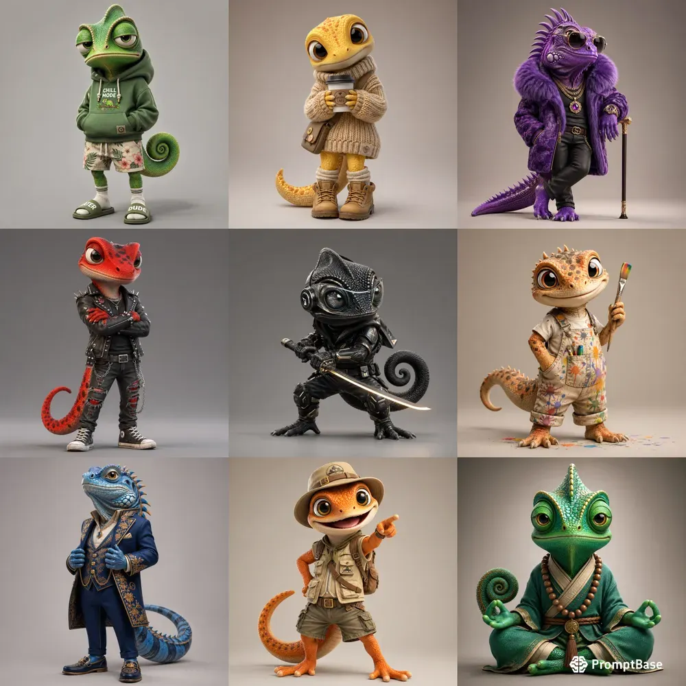 Stylized Reptile Character Packs 3D