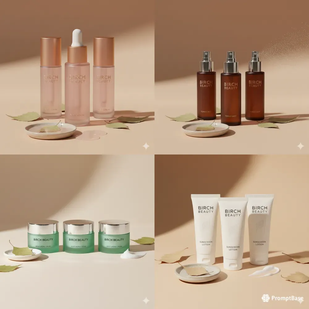 Premium Birch Beauty Product Showcases