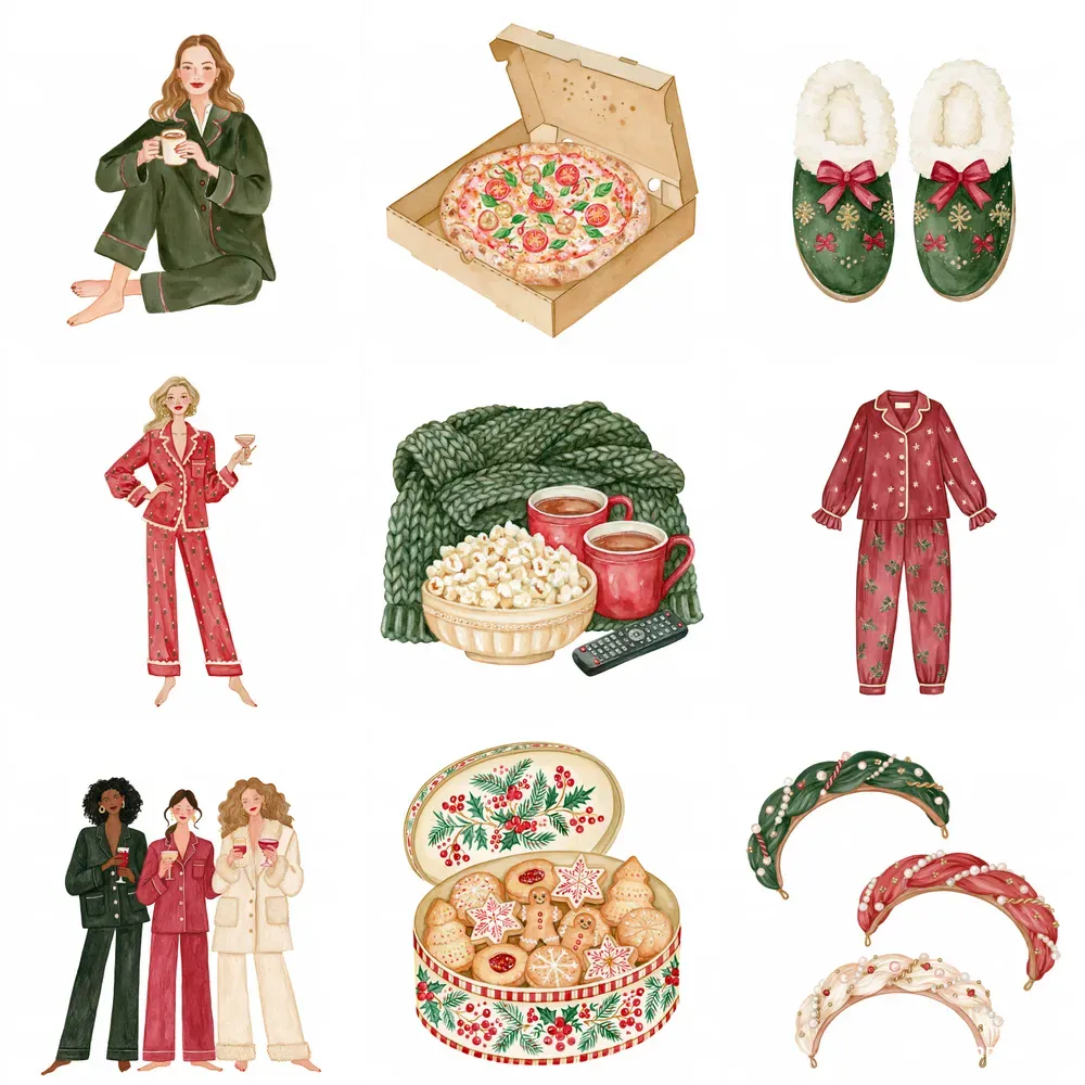 Christmas Pajama Party Watercolors