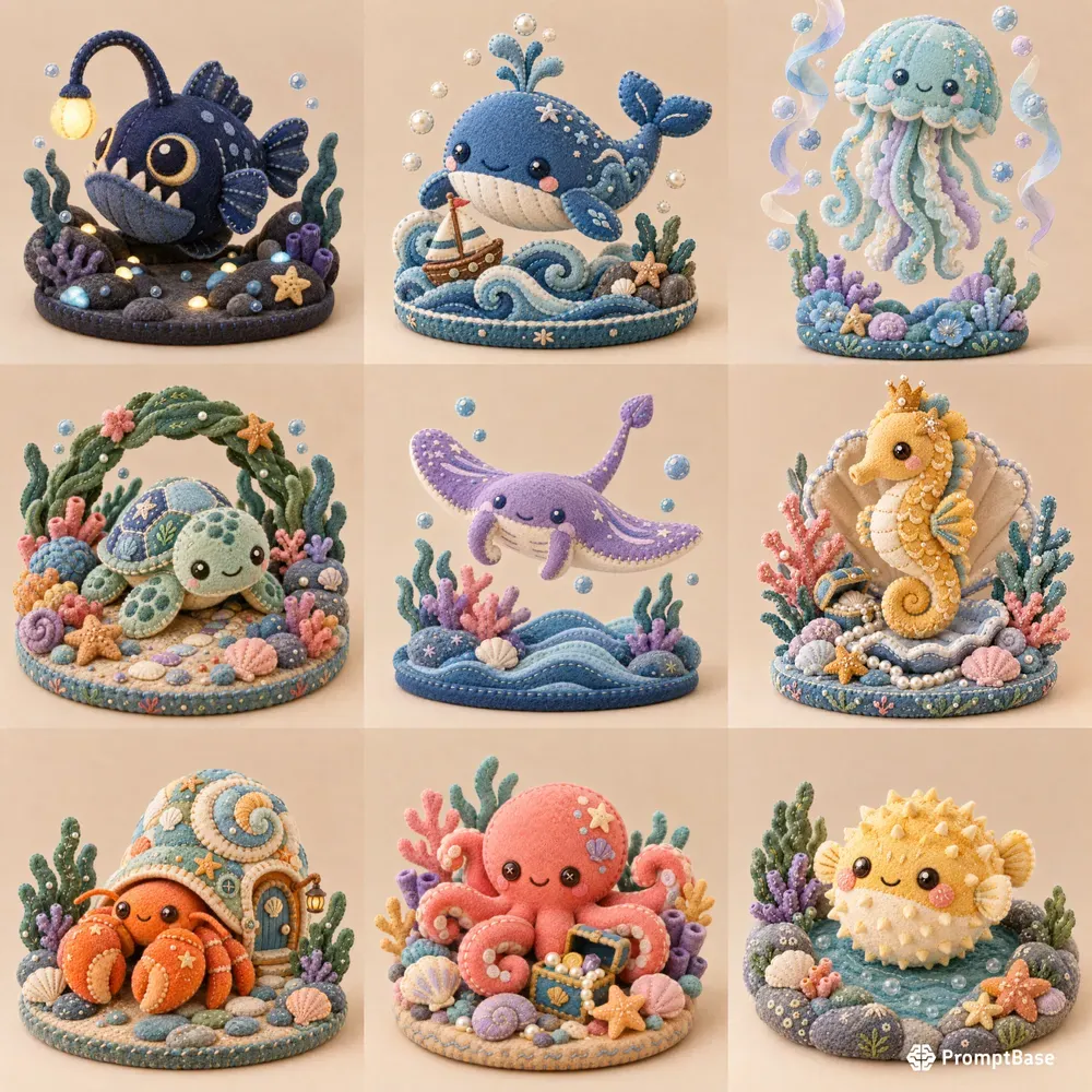 Ocean Depths Plushies Underwater Art