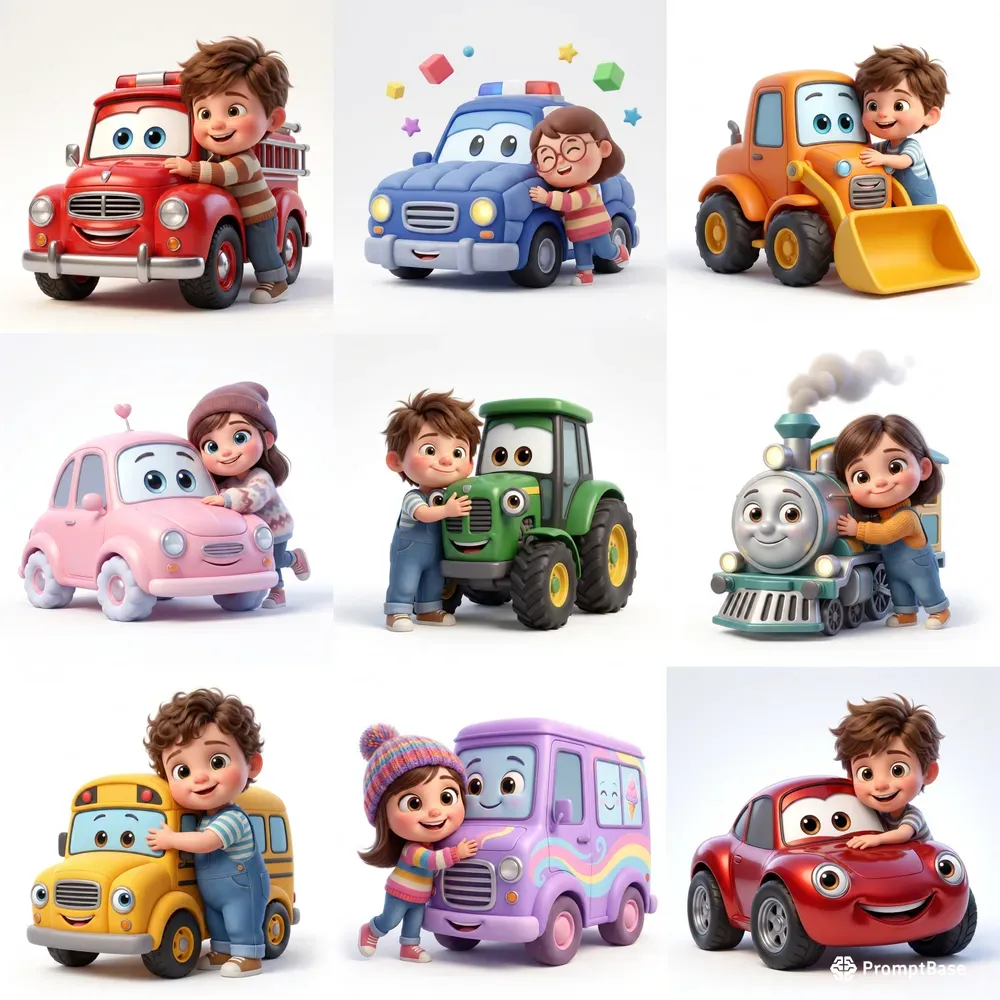 Cute Cartoon Kid Friendly Vehicles