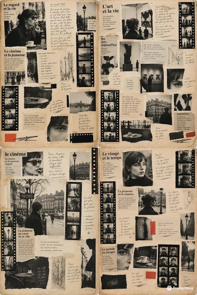 French New Wave Junk Journal Pages