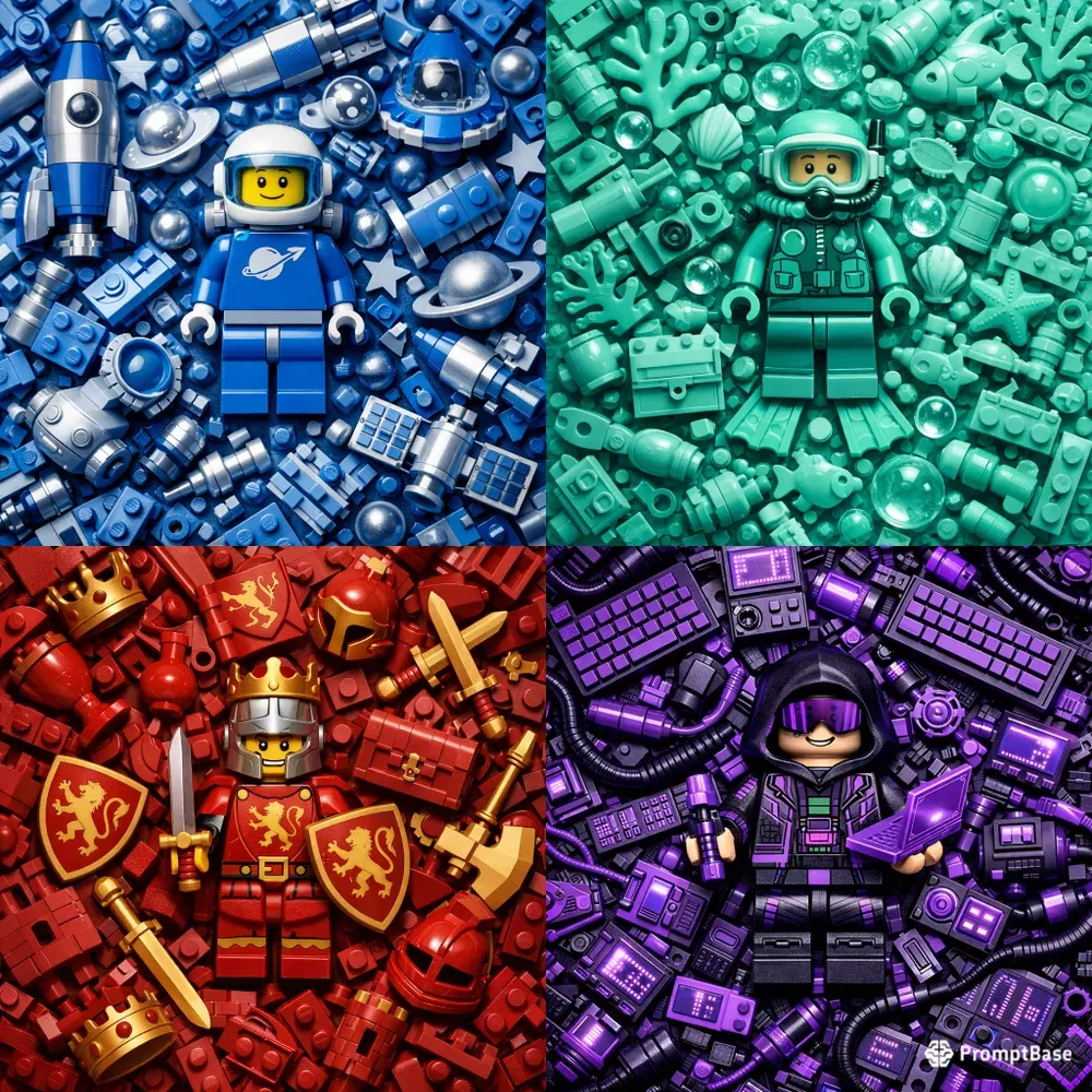 Monochrome Lego Flat Lays