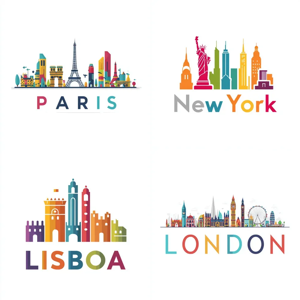 Colorful Flat Vector Travel Logos