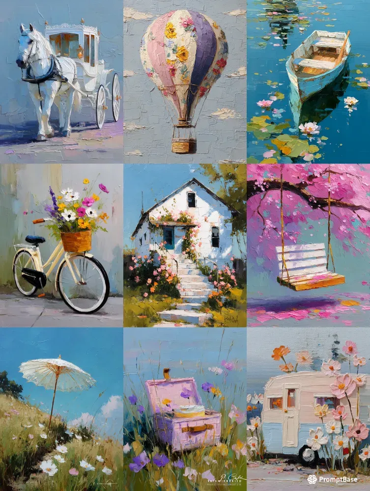 Romantic Pastel Impasto Scenes