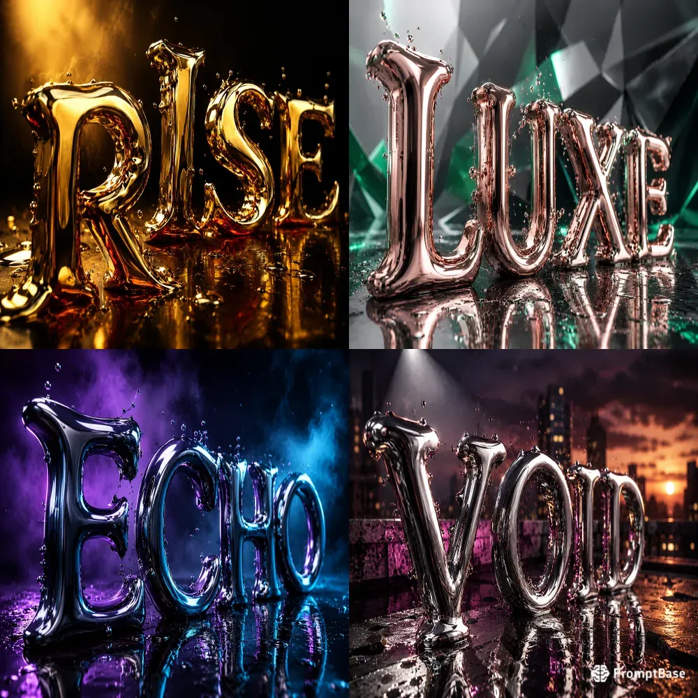 Liquid Chrome Typographies