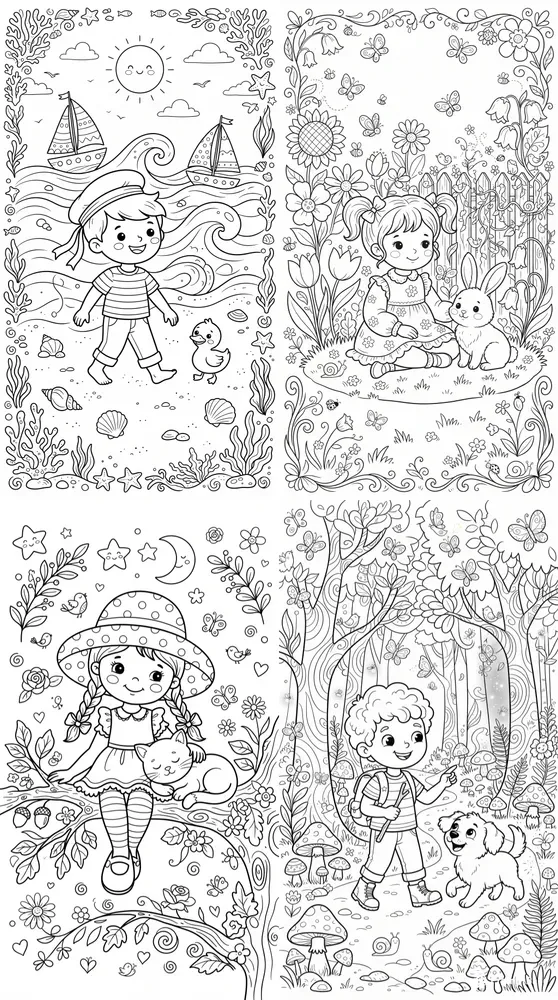 Cute Kids Coloring Pages
