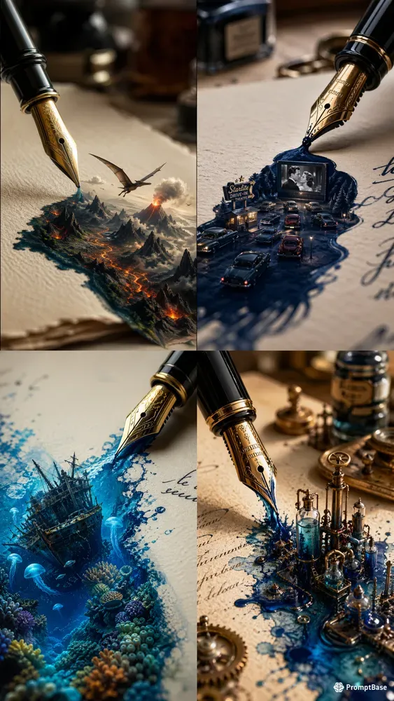 Surreal 3D Ink Miniature Landscapes