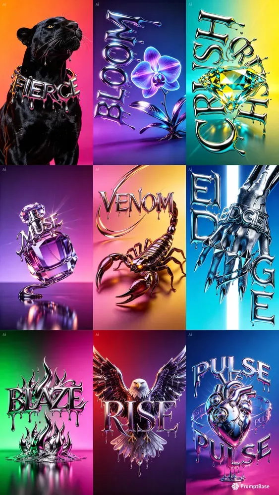 Liquid Chrome Fashion Posters