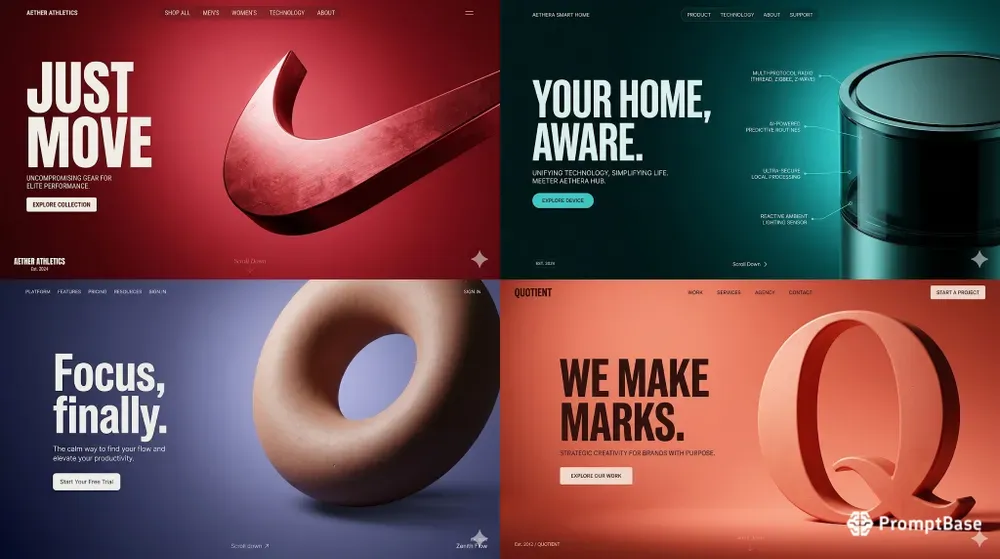 3D Website Hero Section Mockups Pro