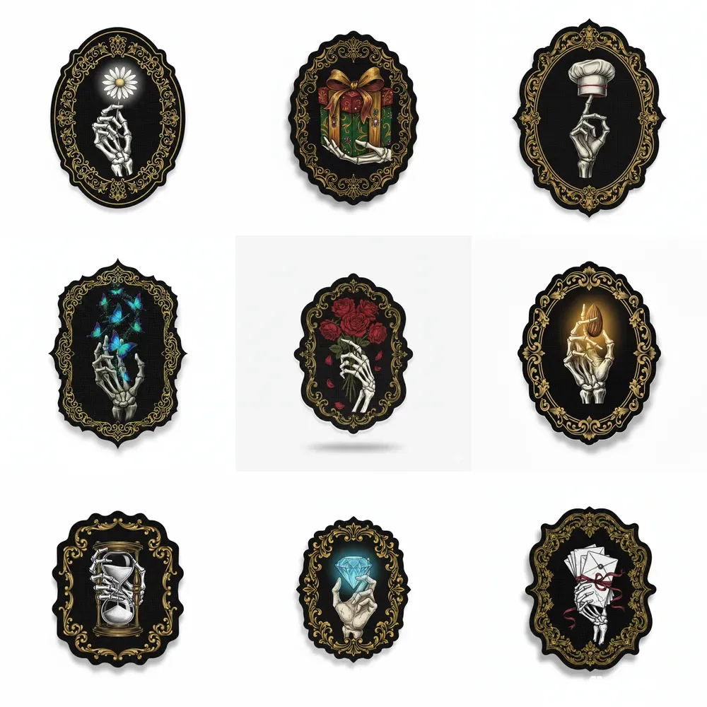 Gothic Vintage Skeleton Hand Sticker Art