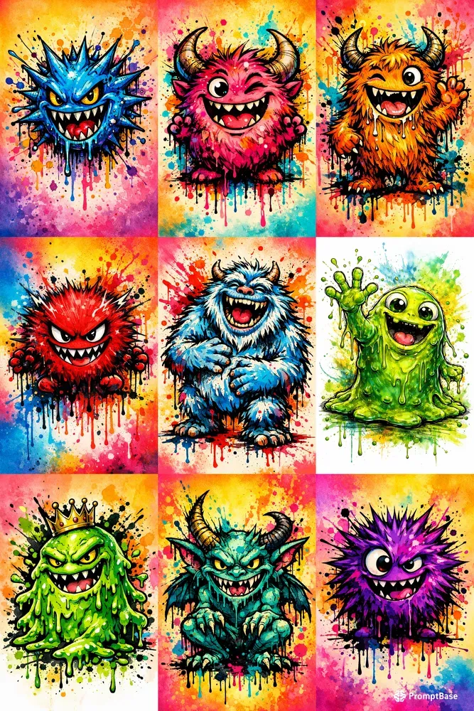 Vibrant Splatter Monsters