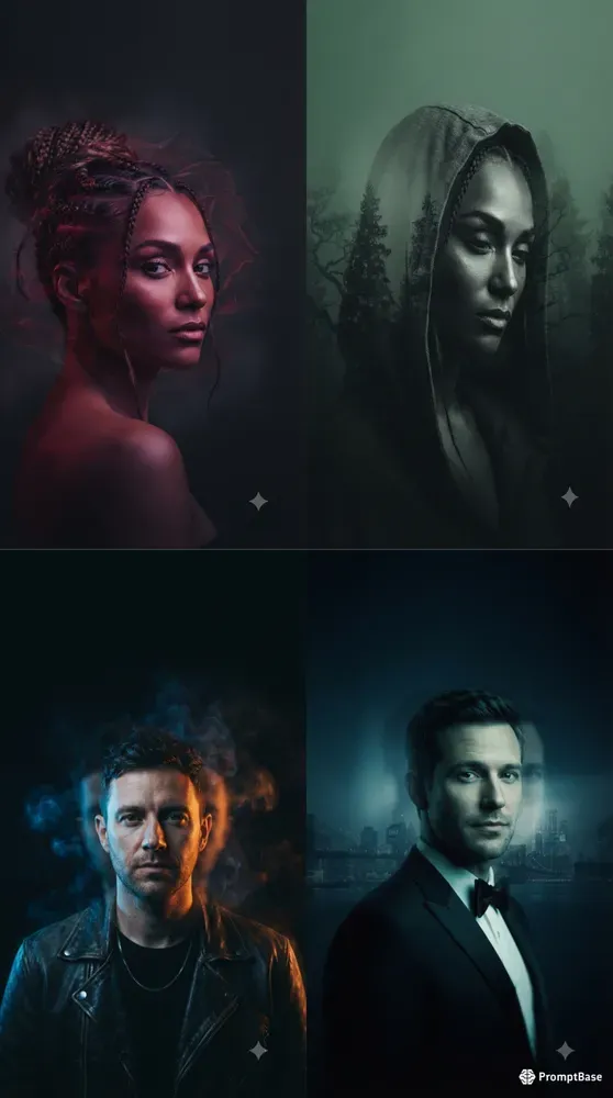 Ethereal Noir Ghosted Silhouette Portraits