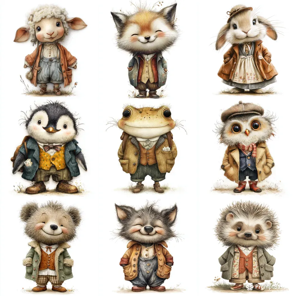 Storybook Vintage Animal Cliparts