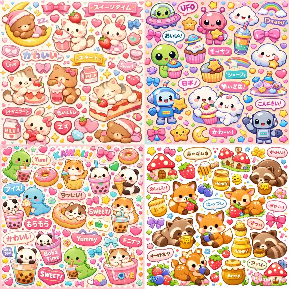Cute Kawaii Sticker Collage Generator