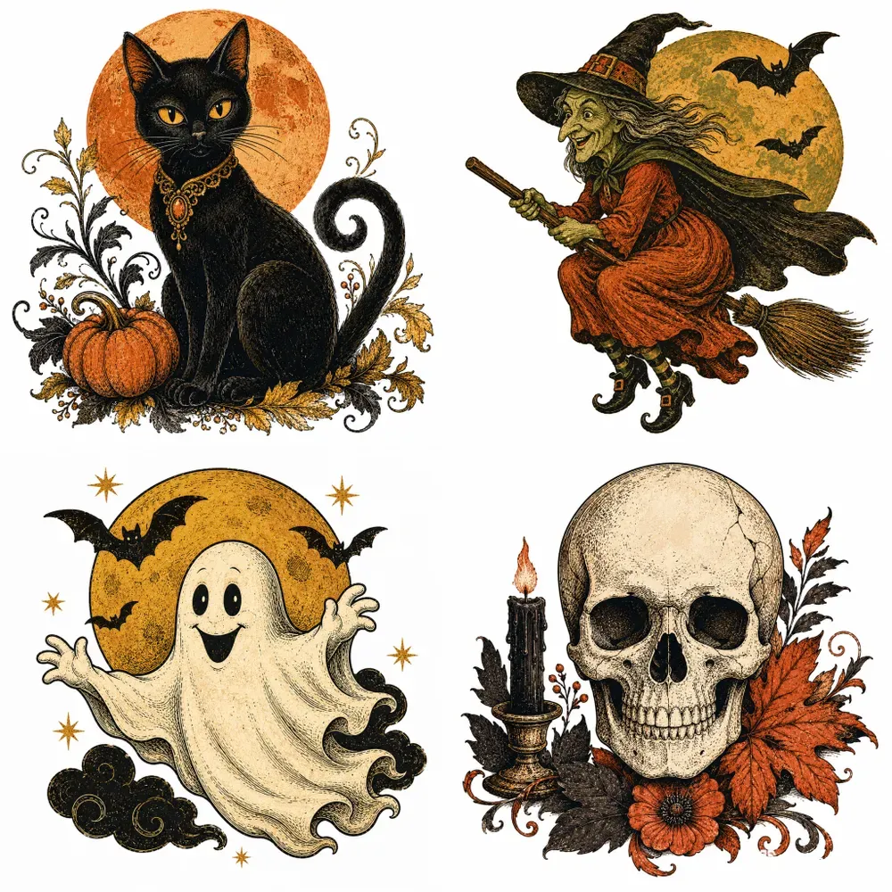 Retro Halloween Classic Illustrations