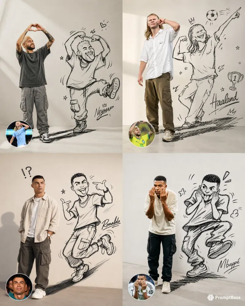 Funny Doodle Shadow Editorial Portraits