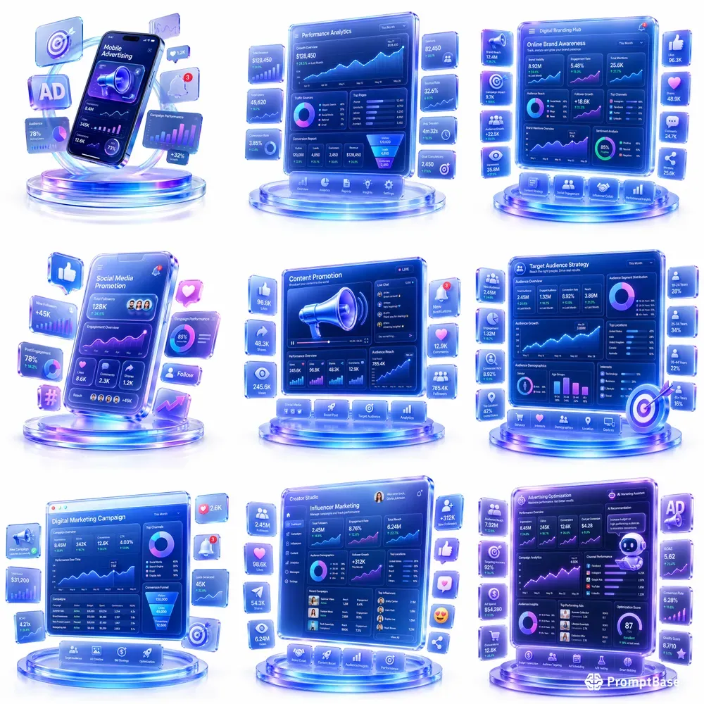 Premium 3D Ads Marketing Icons Sets