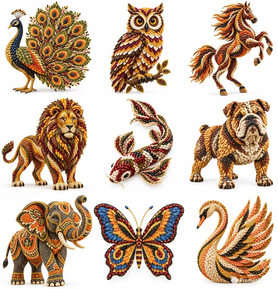 Natural Seed Mosaic Portrait Collections
