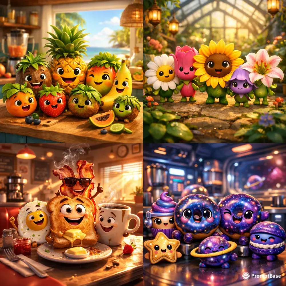 Cute Animated Food Friends