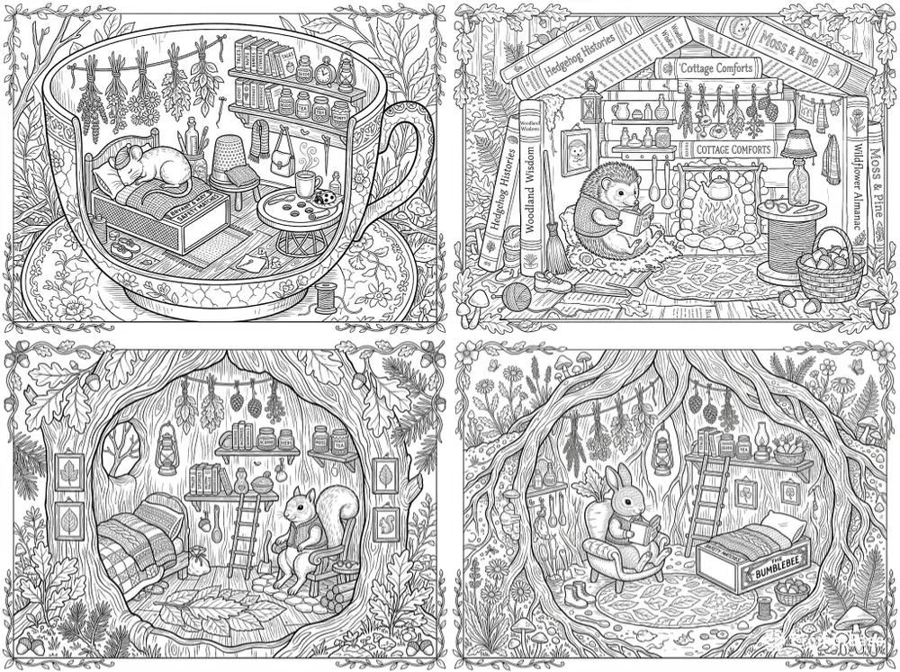 Cozy Animal Home Coloring Pages