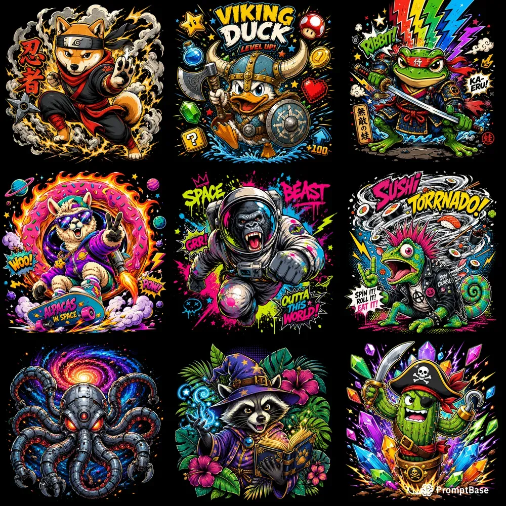Bold Cartoon Tee Graphics