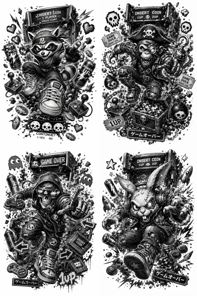 Retro Arcade Tattoo Packs