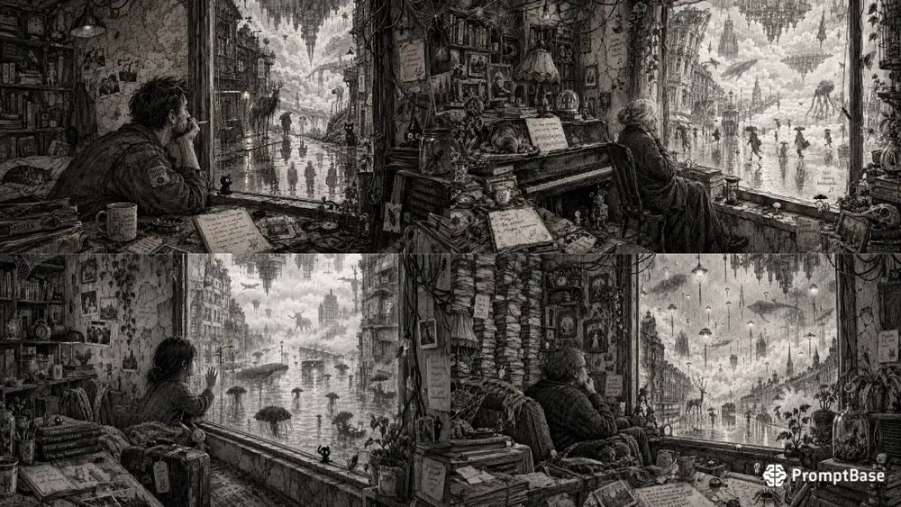 Surreal Rainy Window Art