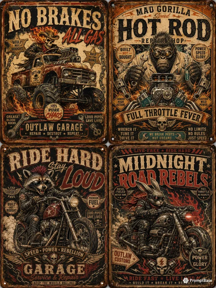 Retro Garage Rebels Poster Packs