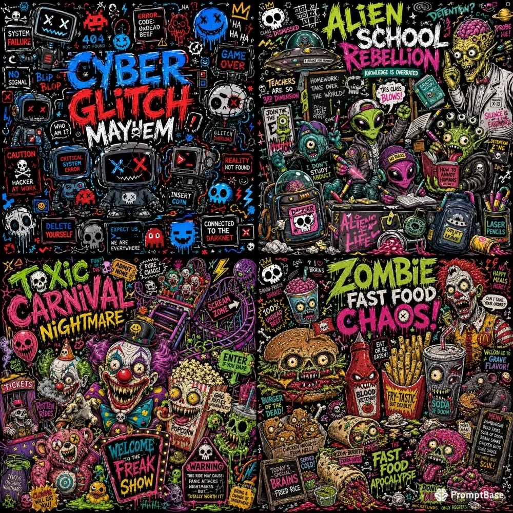 Punk Doodle Chaos Posters