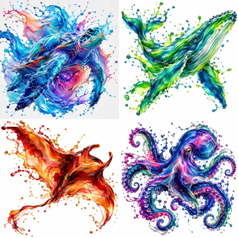 Dynamic Liquid Ocean Creature Art