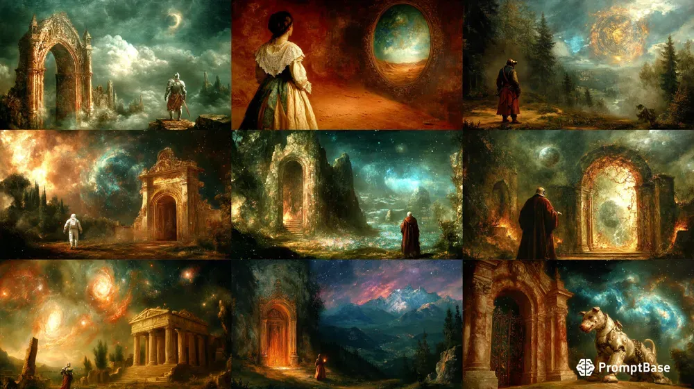 Surreal Cosmic Gateway Oil Paintings