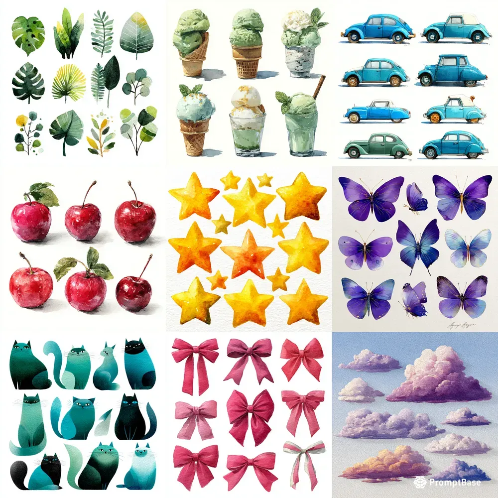 Soft Watercolor Objects