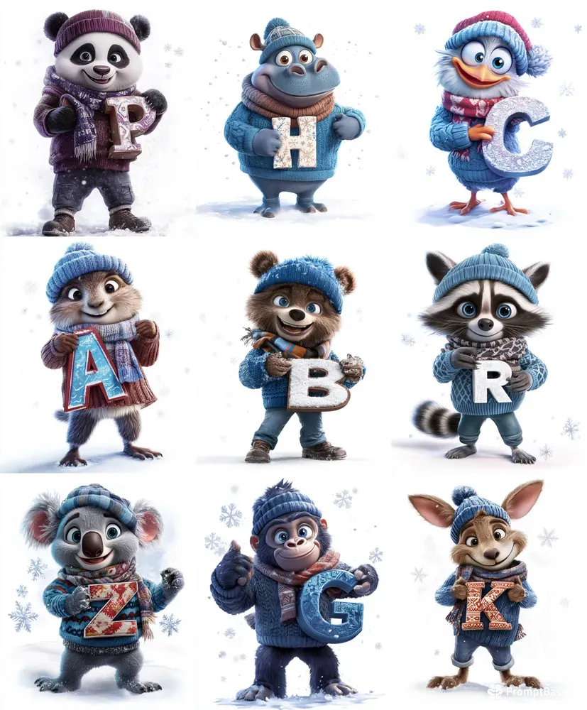Winter Animal Letter Illustrations