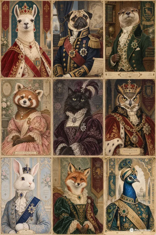 Whimsical Animal Royal Portraits