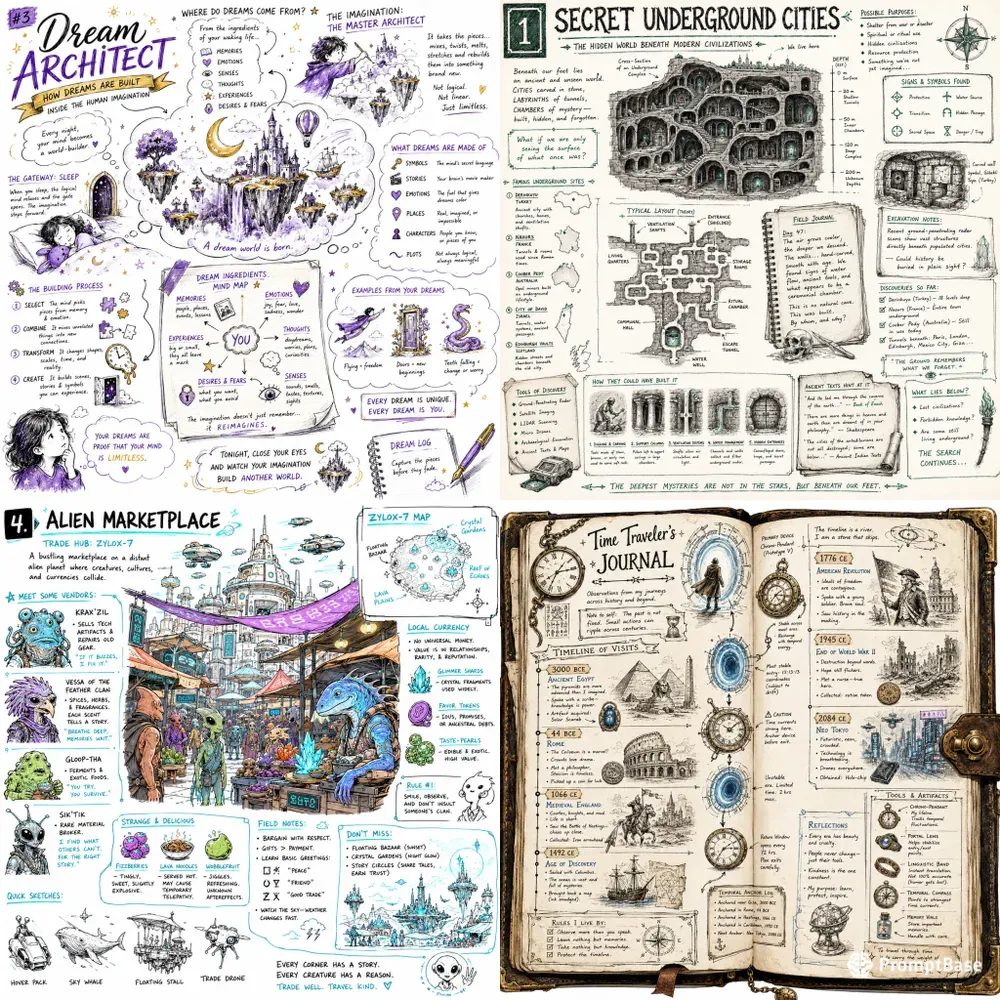 Secret Underground Cities Handdrawn