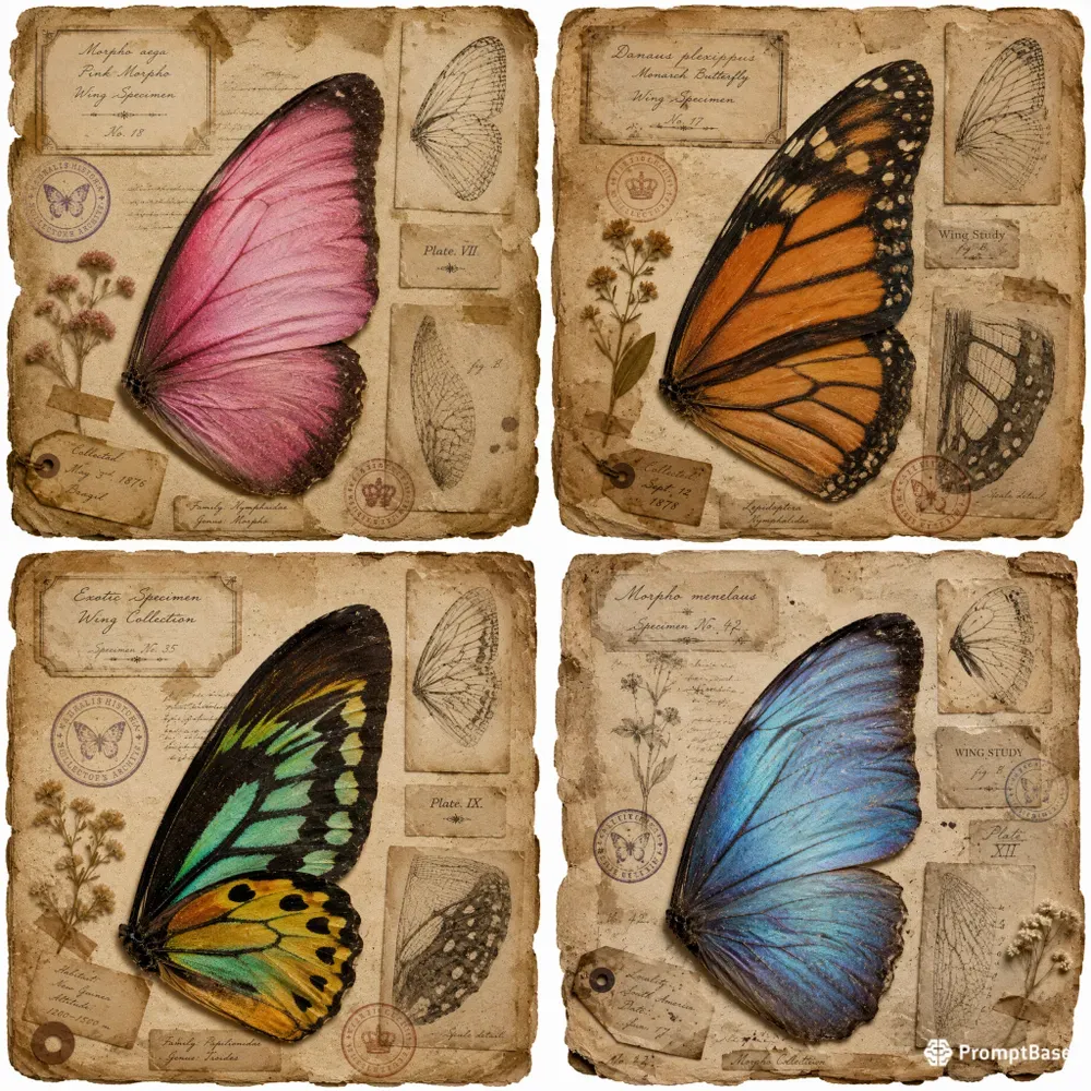 Junk Journal Butterfly Wing Ephemera