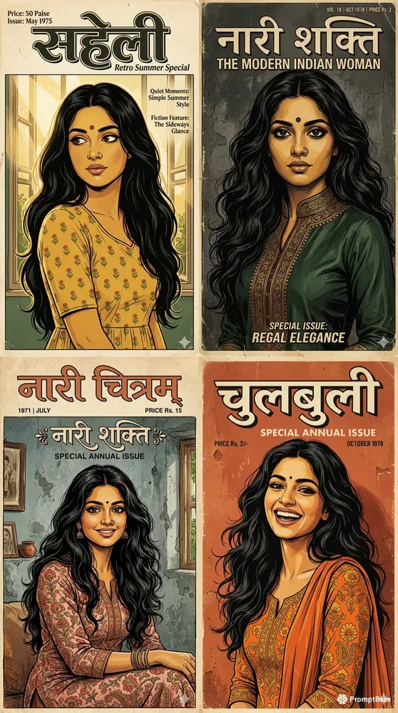 Indian Girl Vintage Comic Art Portraits
