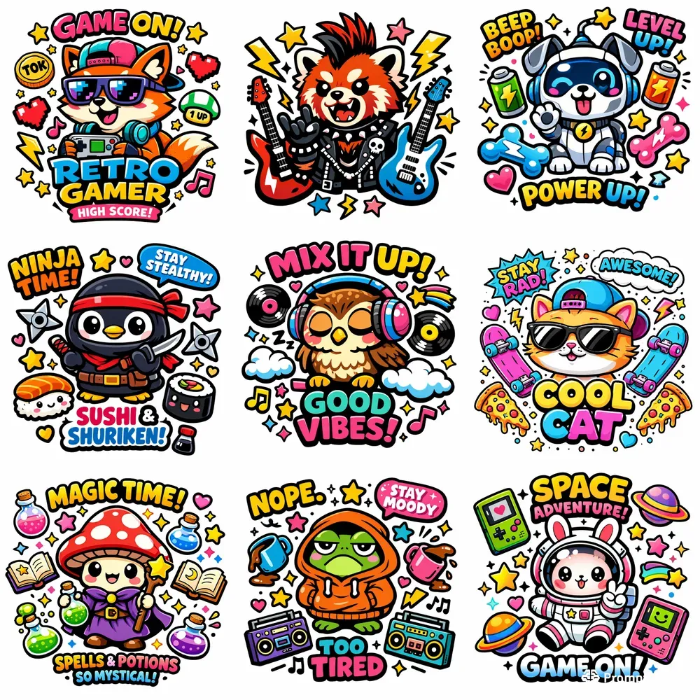 Kawaii Popart Streetwear Sticker Designs