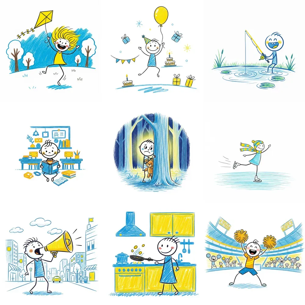 Stick Figure Storybook Scenes