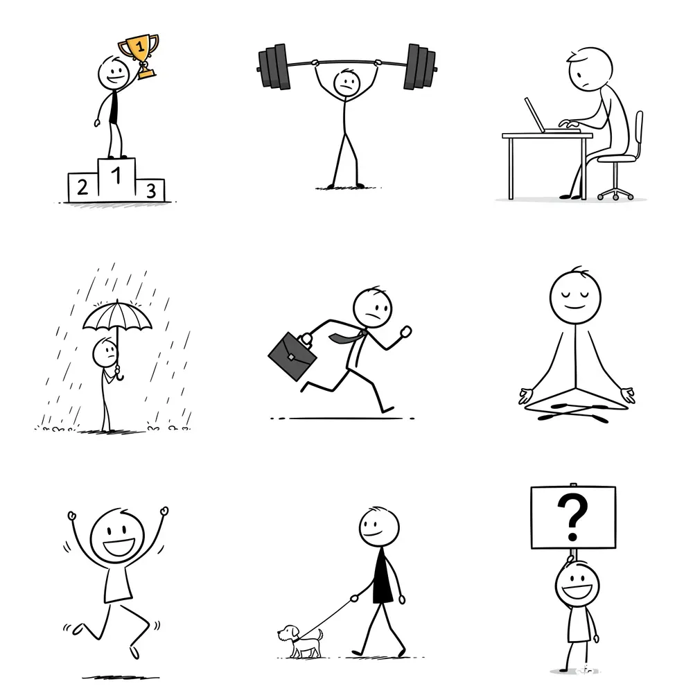 Minimalist Stick Figure Drawings