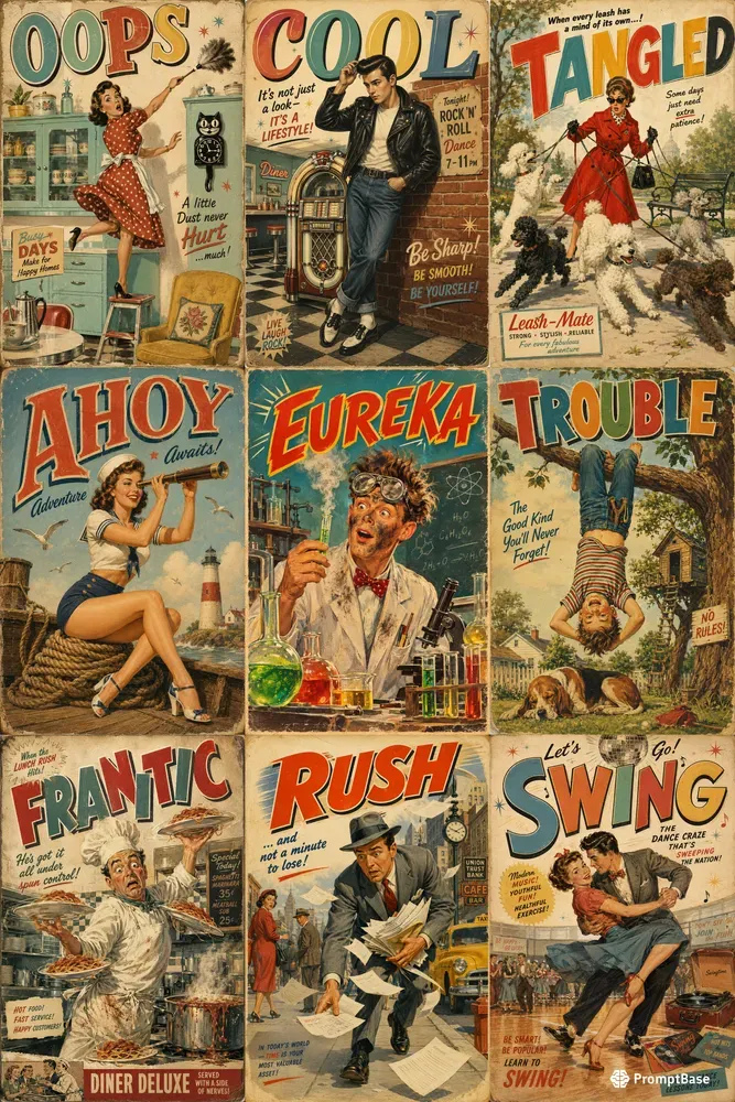Vintage 1950s Quirky Illustration Art